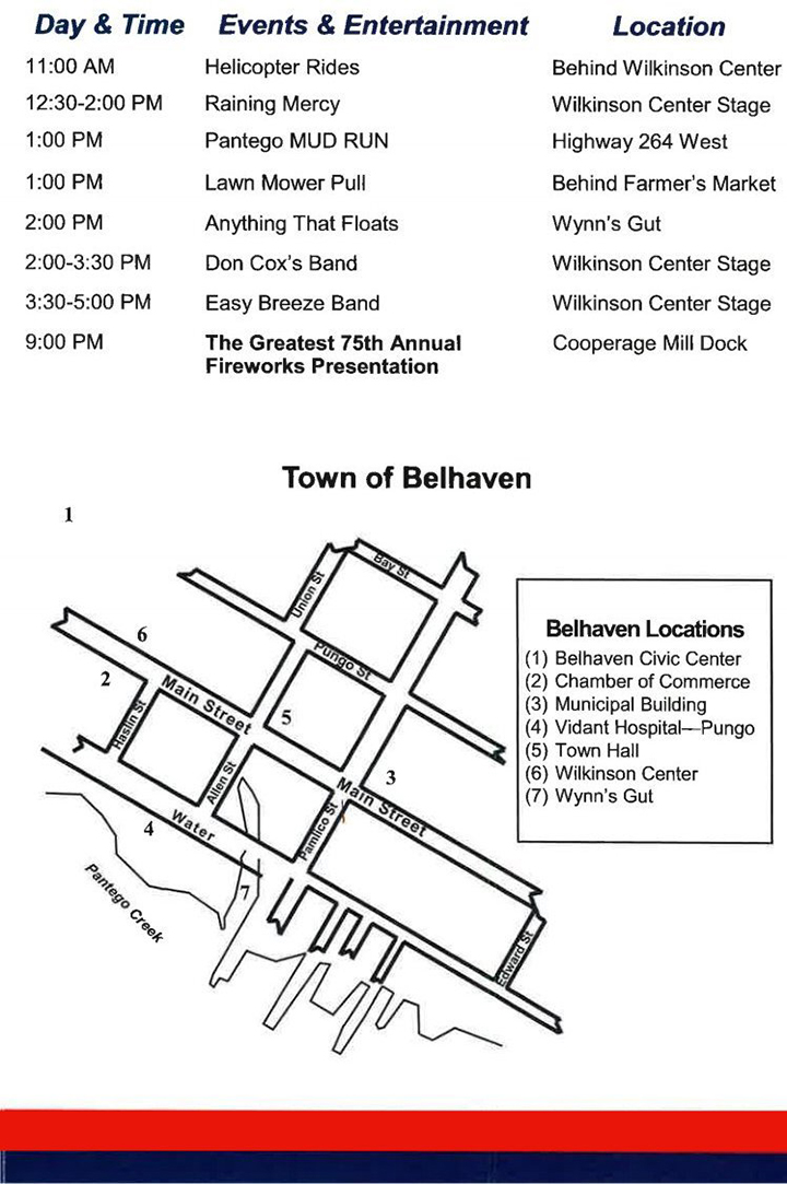 Belhaven's Annual Fourth of July Celebration for 2017 Schedule of